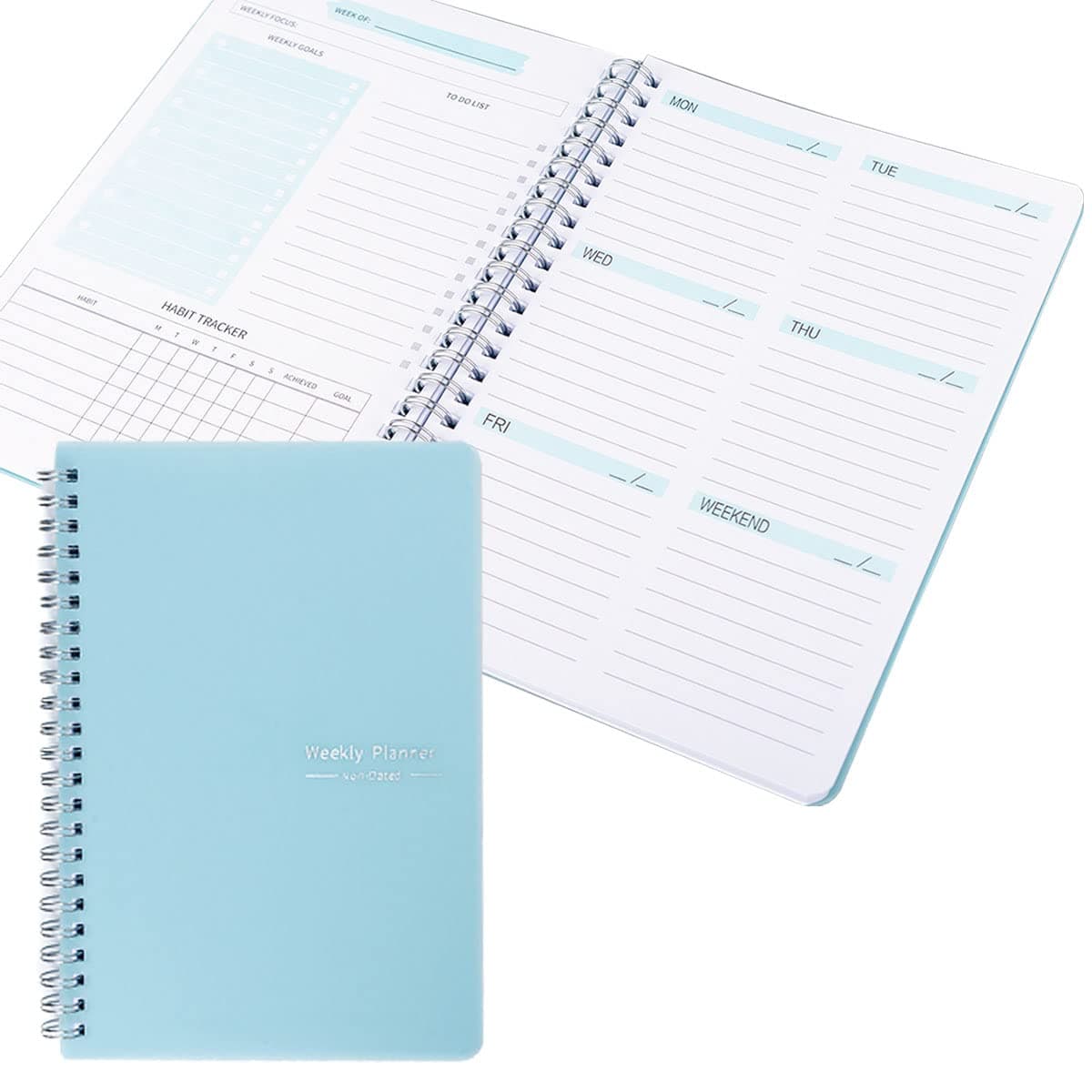 Loiisgy Undated Weekly Planner, Weekly Goals A5 Notebook, Habit Tracker Journal, To Do List Planner with Spiral Binding, Tracker and Goal Planner, 8.3" x 5.8", Blue on Amazon.ae - Price Tracker