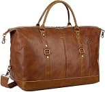 BAOSHA Leather Travel Duffel Tote Bag Overnight Weekender Bag Oversized for Men and Women HB-14, Brown, Large, Classic - Best Deal Finder