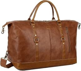 BAOSHA Leather Travel Duffel Tote Bag Overnight Weekender Bag Oversized for Men and Women HB-14, Brown, Large, Classic - Best Deal Finder