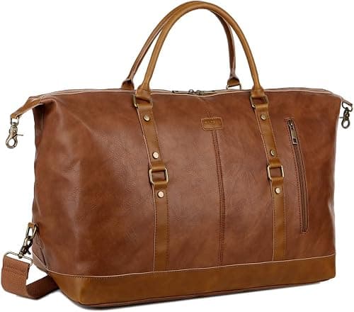 BAOSHA Leather Travel Duffel Tote Bag Overnight Weekender Bag Oversized for Men and Women HB-14, Brown, Large, Classic on Amazon.ae - Price Tracker