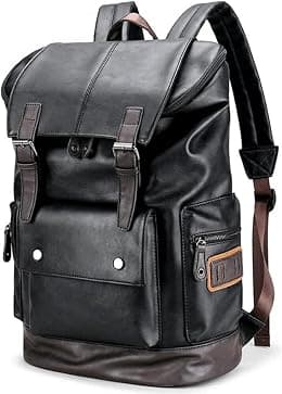 Leather Backpack For Men, Large Travel Waterproof Laptop Bags 16 inch Laptop For Commute Casual Business,Vintage Black Work Knapsack - Best Deal Finder