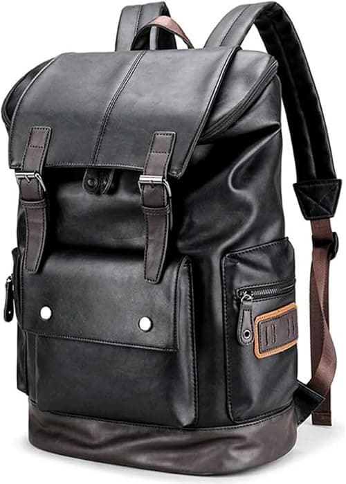 Leather Backpack For Men, Large Travel Waterproof Laptop Bags 16 inch Laptop For Commute Casual Business,Vintage Black Work Knapsack على Amazon.ae - متتبع الأسعار