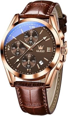OLEVS Watch for Men Silicone Strap Chronograph Luxury Multifunction Dial Luminous Waterproof Calendar Moon Phase Analog Quartz Sports Wrist Watches - متتبع أسعار Amazon.sa