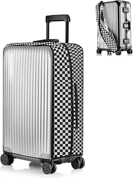 No Disassembly Suitcase Covers for Luggage - Clear Luggage Cover Protector, PVC Luggage Protector Suitcase Cover, B/W Check, 20 inch(Right opening), No Disassembly - Best Deal Finder
