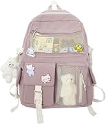 Kawaii Backpack With Pins Kawaii School Backpack Cute Aesthetic, Backpack Kawaii Backpack Aesthetic Kawaii Accessories, Backpack for School Aesthetic (A-Pink) - Best Deal Finder
