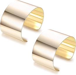 BIGTHREE 2pcs Gold Cuff Bracelets, Chunky Bracelet for Women, Opening Bracelets, High-Grade Metal Bracelet, C-Shaped Adjustable Polished, Daily Versatile for Women, Open Wide Wire Bangle Bracelets - Best Deal Finder