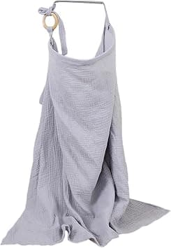 ALMEKAQUZ Privacy Nursing Covers, Privacy Nursing Covers with Arch Neckline for Mom, Breathable Pure Cotton Baby Feeding Cover with Rigid Hoop for Mother Nursing Apron (Greyish Blue) على Amazon.ae - متتبع الأسعار