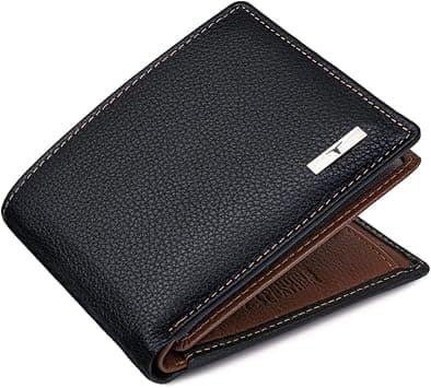 URBAN FOREST Kyle Black/Redwood Leather Wallet for Men, 6 Card Slot - Best Deal Finder