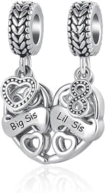 QeenseKc Mother Daughter Son Dangle Charm 2pcs Heart Love Puzzle Set Bead for Pandora Bracelet - Best Deal Finder