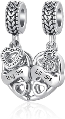 QeenseKc Mother Daughter Son Dangle Charm 2pcs Heart Love Puzzle Set Bead for Pandora Bracelet - Best Deal Finder