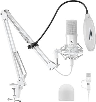 MAONO USB Microphone, 192kHz/24bit Plug & Play PC Computer Podcast Condenser Cardioid Metal Mic Kit with Professional Sound Chipset for Recording, Gaming, Singing, YouTube, AU-A04 White على Amazon.ae - متتبع الأسعار