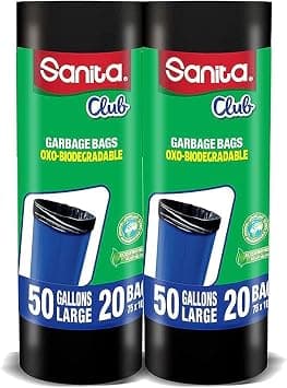 Sanita Club Garbage Bags Twin Pack Roll, 50 Gallons Large, 40 Bags - Amazon.ae Price Tracker