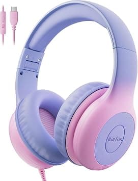 EarFun Kids Headphones Wired, Type C Foldable Headphones for kids with Mic 85/94dB Volume Limiter, Sharing Function Stereo Sound Children Headphones for School/Travel/Phone, Violet on Amazon.ae - Price Tracker