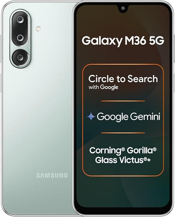 Samsung Galaxy M36 5G (Light Green) | 6GB+128GB | 7.7mm Slim | Gorilla Glass Victus+ | Circle to Search | Google Gemini | 50MP OIS AI Camera | Nightography | Indian Version Unlocked Worldwide on Amazon.ae - Price Tracker