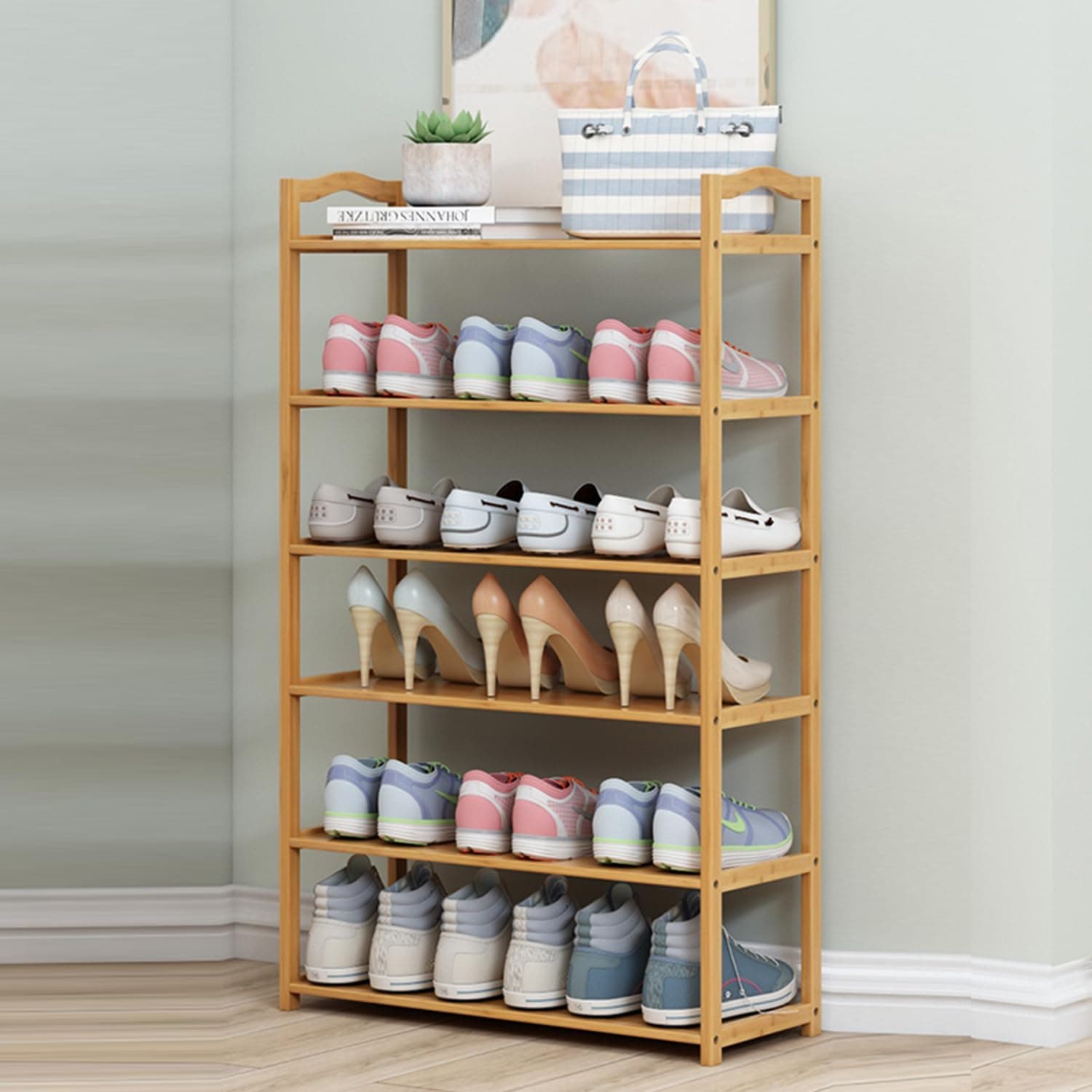 Wooden Shoe Rack, Bamboo Shoes Cabinet, Free Standing Entryway Shoe Tower Shelf, Shoes Organizer, Multi-Function Organizer, Boots Storage Shelf Modern House Furniture Home Office Stands (6Tier-New) on Amazon.ae - Price Tracker