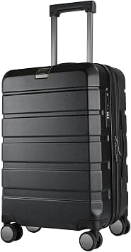 KROSER Hardside Expandable Carry On Luggage with Spinner Wheels, Durable Suitcase Rolling Luggage, Carry-On 20-Inch, Black - Best Deal Finder