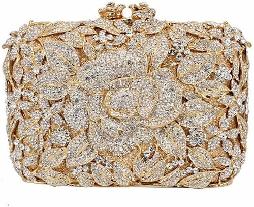 DJBM Vintage Women Floral Rhinestone Crystal Purse Rose Evening Clutch Diamond Evening Bags for Party Wedding Cocktail Prom on Amazon.ae - Price Tracker