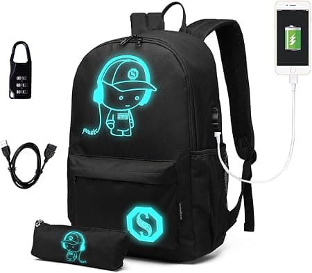 Kono School Bag Anime Luminous School Backpack for Boys Girls Teenagers College Students Travel Rucksack Casual Daypack Glow in The Dark 15.6 inch Laptop Backpack Black | Lightweight School Backpack, Luminous Large Rucksack with USB Charging Port and Anti-Theft Padlock Fits 15.6 Inch Laptop على Amazon.ae - متتبع الأسعار