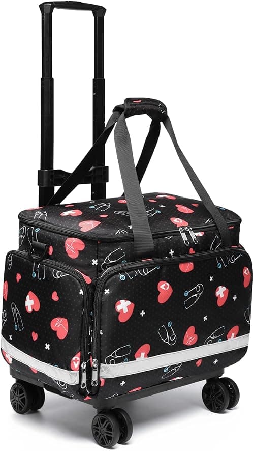 Medical Bag Rolling Roller Bag Trolley Duffel Nurses EMT CNA RN Empty for First Aid Responder Home Health Care Nursing Student Roll Duffle Bag Carry on with Wheels Wheeled Work Physicians Doctor, on Amazon.ae - Price Tracker