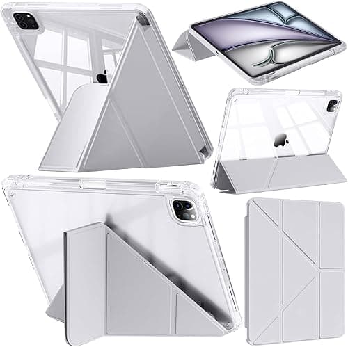 Case for iPad Air 11 Inch M4/M3/M2, iPad Air 5/4 10,9" Grey | iPad Pro 11" 4th/3rd/2nd/1st Gen Slim Y-Stand Clear Back Cover, Pencil Holder, Auto Wake Sleep على Amazon.ae - متتبع الأسعار