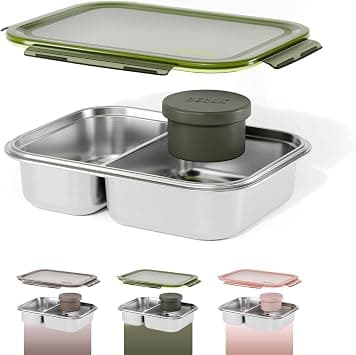 BEOLA Stainless Steel Lunch Box, 2 Compartment Bento Box, BPA Free Tiffin with Lid, Leakproof Meal Container, Perfect as Snack Box (Forest Green) on Amazon.ae - Price Tracker