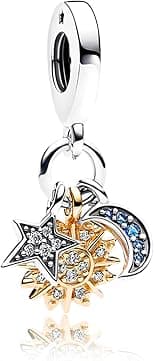 Doyafer 925 Sterling Silver Pendant Charms Rose Gold Stars, Moon, Sun for Women Bracelets Necklace Gift - Best Deal Finder
