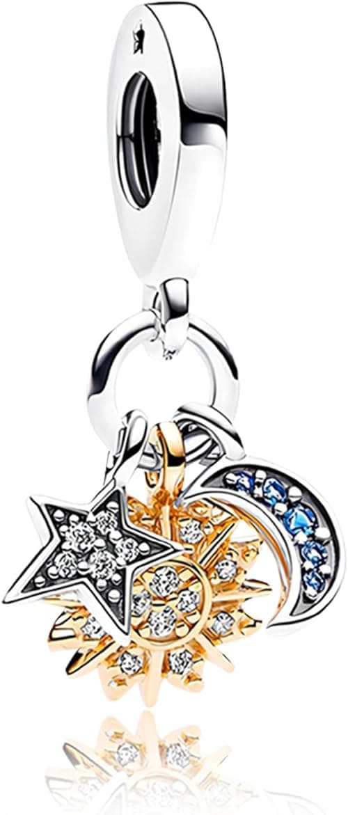 Doyafer 925 Sterling Silver Pendant Charms Rose Gold Stars, Moon, Sun for Women Bracelets Necklace Gift on Amazon.ae - Price Tracker