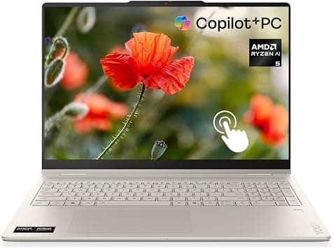 Lenovo Yoga 7a 2-in-1 Copilot+ AI PC Laptop, 16" 2K LCD Touchscreen Display, AMD Ryzen AI 5 430, 16GB LPDDR5X, 512GB SSD, Backlit Keyboard, Fingerprint Reader, Windows 11 Home, EAT Black Stylus Pen on Amazon.ae - Price Tracker