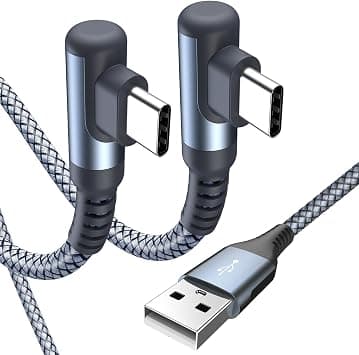 Sweguard USB C Charger Cable Right Angle [2-Pack, 2m] Nylon Braided Fast Charging USB C Cord for iPhone 17 16 15 Pro Max Samsung Galaxy S26 S25 S24 S23 S22 S21 Note 20 A15 A55 Pixel LG Moto iPad Pro on Amazon.ae - Price Tracker