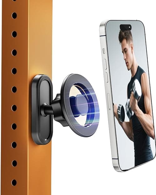 PINKE Gym Magnetic Phone Holder, Attaches to Metal Surfaces, Double Magnet Mount with 24 Strong Magnets, 360° Adjustable Ball Joint, for MagSafe iPhone 12-17, Gym Accessories on Amazon.ae - Price Tracker