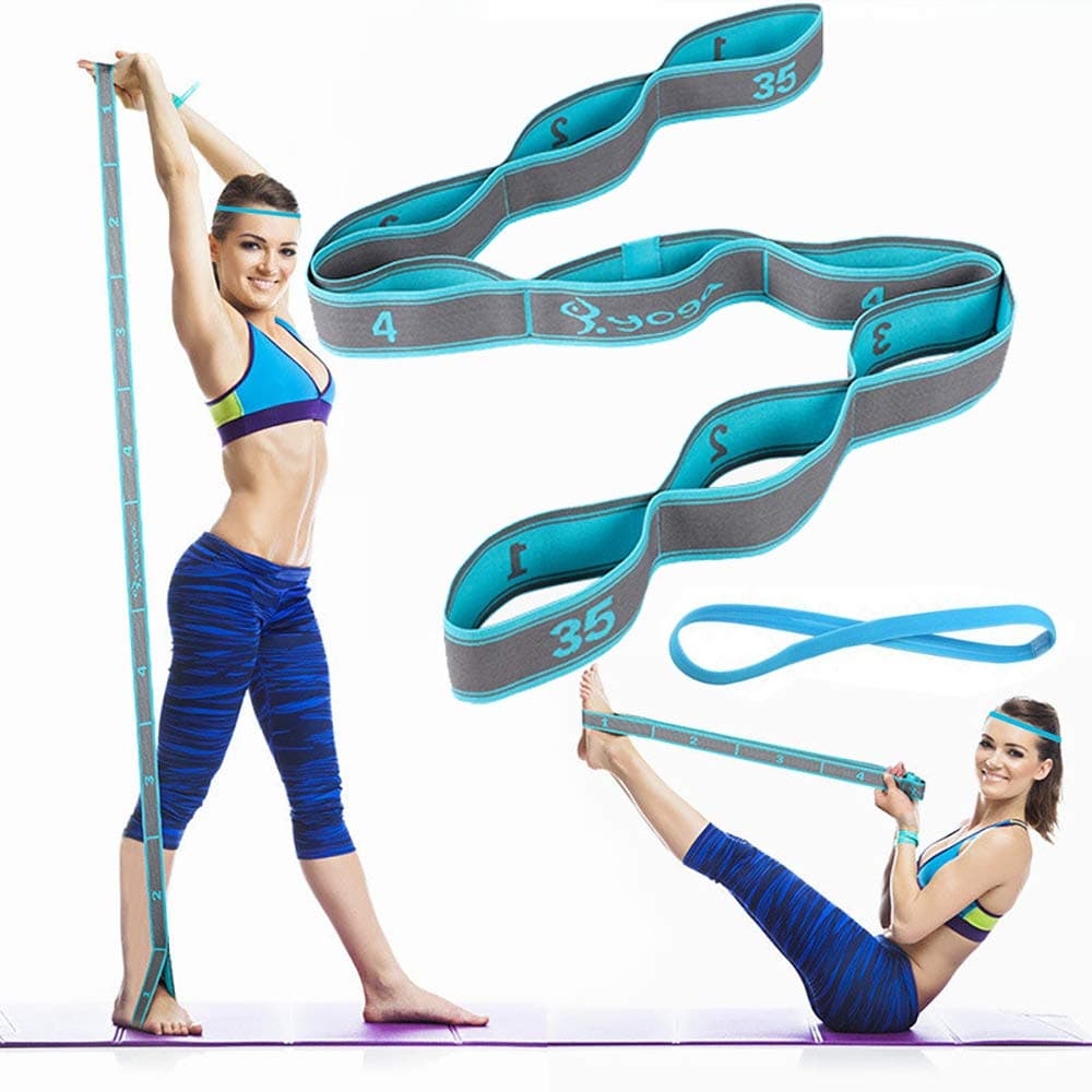 Angju Stretch Band Strap, Elastic Exercise Stretching Band with 9 Loops for Yoga Physical Therapy Dance Workout Fitness, Stretch Assist - Light Resistance Band for Strength Flexibility Training on Amazon.ae - Price Tracker