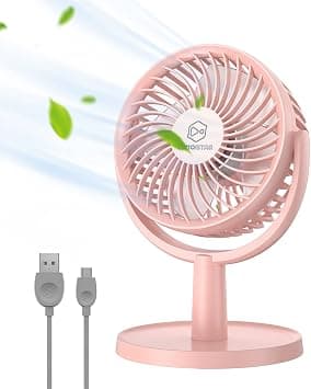 Small Personal USB Powered Fan with 4 Speeds, Portable Desk Fans with 310° Rotation, Mini Powerful Table Fans, Ultra Quiet Air Cooling Fan for Office, Bedroom, Easy to Storage, Strong, Compact (Pink) على Amazon.ae - متتبع الأسعار