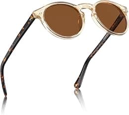 CARFIA Round Acetate Mens Sunglasses Polarized UV Protection Classic Retro Sun Glasses CA5289L - Best Deal Finder