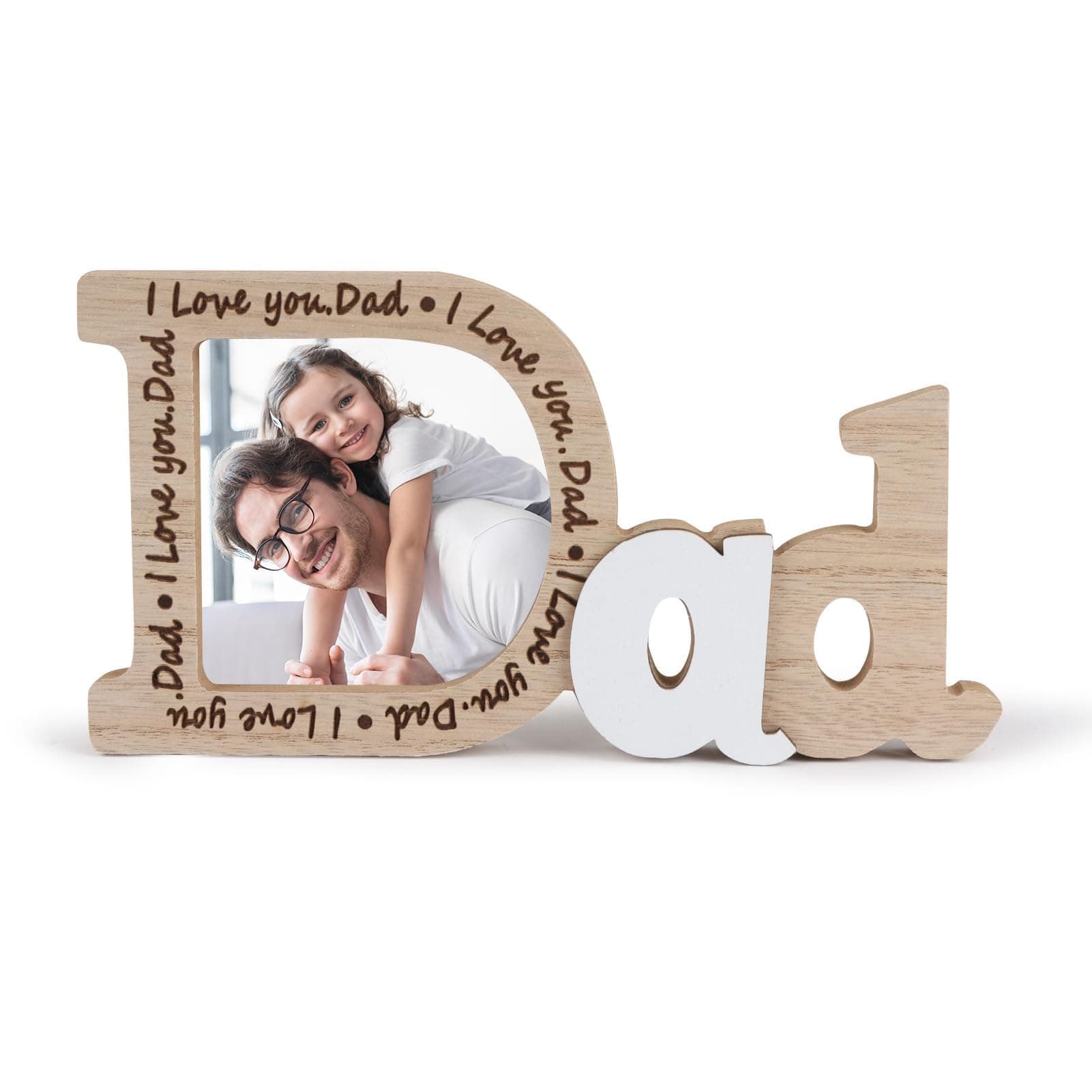 Wooden Picture Frame for Dad, Gift for Father from Daughter or Son, Rustic Tabletop Photo Frame for 3.5x3.5 Inch Pictures, Sentimental Birthday & Eid Gift on Amazon.ae - Price Tracker