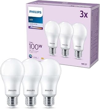 Philips LED Frosted A67 Light Bulb 3 Pack [Cool White 4000K - E27 Edison Screw] 100W, Non Dimmable. for Home Indoor Lighting - متتبع أسعار Amazon.sa