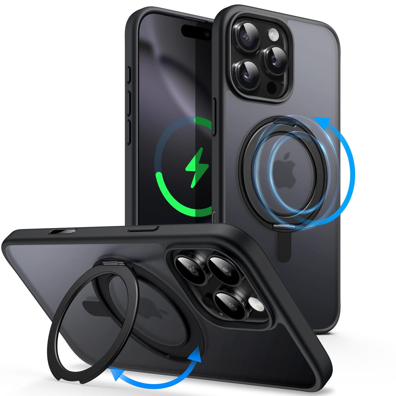 JETech 360 Degree Rotatable Ring Case for iPhone 16 Pro Max 6.9-Inch with Camera Control Button, Compatible with MagSafe, Slim Shockproof Phone Cover with Stand & Ring Holder (Black Titanium) on Amazon.ae - Price Tracker