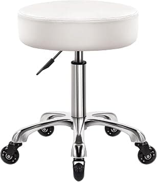 WKWKER Heavy Duty Rolling Stool with Wheels Hydraulic Swivel Adjustable Rolling Stool Ergonomic Thick Leather Seat Stool Chair for Kitchen Drafting Lab Office Salon Message Stool – White on Amazon.ae - Price Tracker