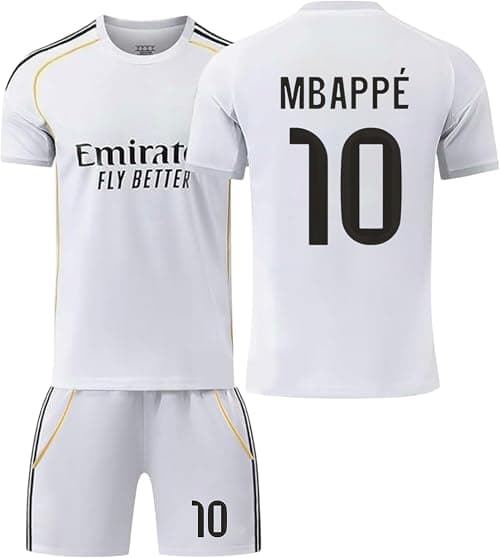 25/26 New Season Madrid Home MBAPPE #10 Football Jersey Fans Football Kit Madrid New kylian Mbappe no 10 jersey with Shorts/Kids and Youth Size. على Amazon.ae - متتبع الأسعار