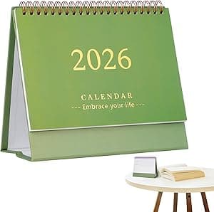 NUOBESTY 2025-2026 Desk Calendar 2026 Standing Flip Monthly Calendar Desktop Calendar Jul. 2025 - Dec. 2026, Memoranda Lined Pages, Twin-Wire Binding, Green - Amazon.ae Price Tracker