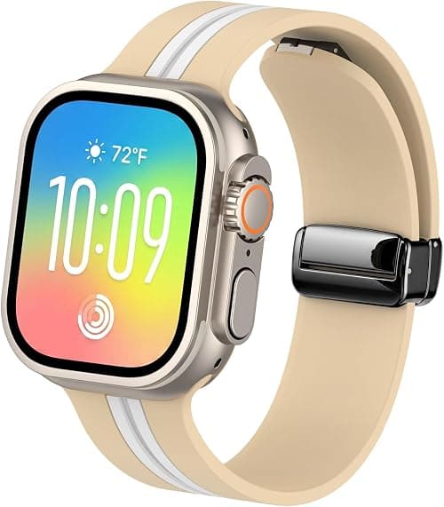 RKINC Magnetic Strap Compatible with Apple Watch 49mm 46mm 45mm 44mm 42mm 41mm 40mm 38mm, Soft Silicone and Waterproof Strap with iWatch Series 11 10 9 8 7 6 SE 5 4 3 2 Ultra SE 3 2 1, على Amazon.ae - متتبع الأسعار