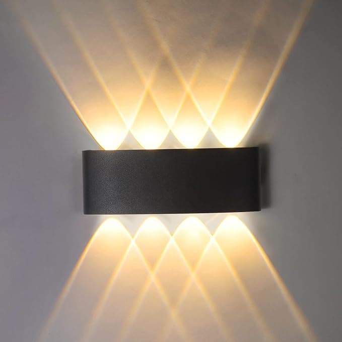 HUA QIANG WANG Outdoor LED Wall Light 8W, Warm White 3000K, IP65 Waterproof Up and Down Wall Sconce, Hardwired AC 85-265V (Not Battery/Not Stick-On), Aluminium, Black on Amazon.ae - Price Tracker