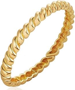 FAMARINE Twisted Thin or Chunky Bangle Bracelet in 14K Gold Plated, Stretchable Elastic Bracelet Couples Love Bracelets - Best Deal Finder