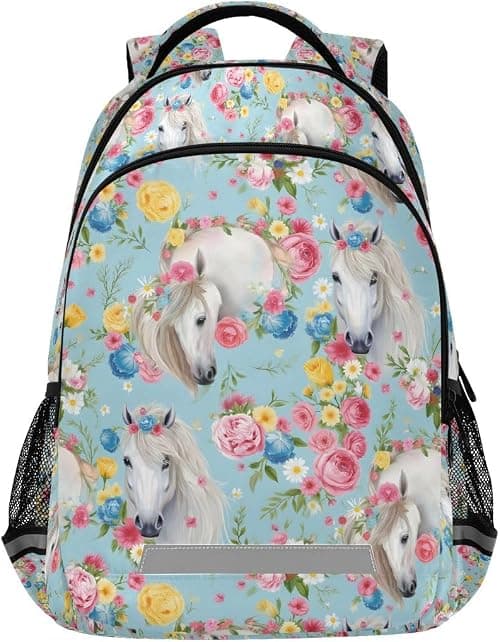 Horse Flowers Backpacks For Kids Fairytale Student Backpack Bookbag For Boys Girls Casual Bag on Amazon.ae - Price Tracker