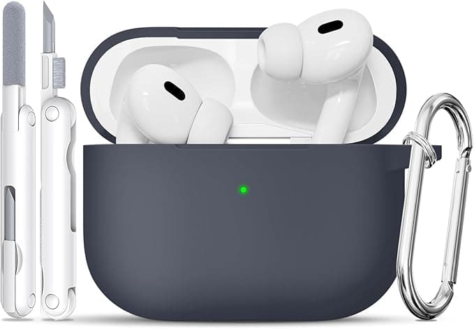 Case for AirPods Pro 2/1st Gen with Cleaner Kit, Silicone Protection Case for Apple Airpods Pro 2019 (2023 USB-C/Lightning Cable) with Keychain [Support Wireless Charging] Premium Grey on Amazon.ae - Price Tracker