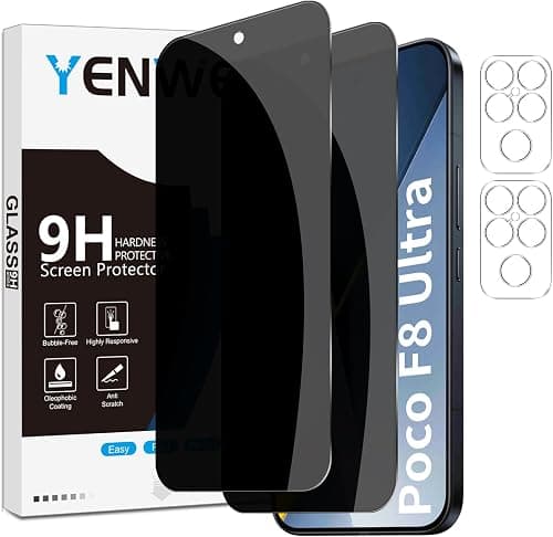 Privacy Screen Protector for Xiaomi Poco F8 Ultra 5G for Tempered Glass, 2 Pieces Privacy Screen and 2 Pieces Camera Protection, 9H Hardness Privacy Screen Protector Film Anti Spy Privacy on Amazon.ae - Price Tracker
