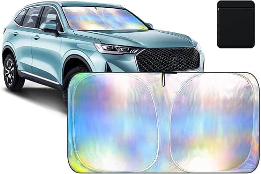 Laser Reflective Windshield Sunshade, Car Windshield Sun Shade, Thickened UV-Blocking Sun Shade, Heat Reflective Cooling Protection, Foldable with Storage Bag, Fits Cars, SUV, Truck (L: 142 * 80 CM) on Amazon.ae - Price Tracker