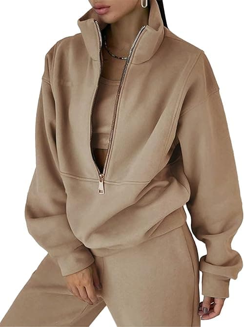 Eisctnd 2-Piece Fleece Sweatsuit Set for Women, Long-Sleeved Sweatshirt and Jogging Pants, Tracksuit, 2026, Trendy on Amazon.ae - Price Tracker