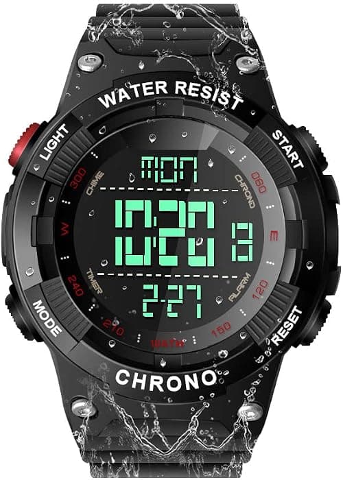 10 ATM Waterproof Sports Wristwatch for Swimming and Diving with Functions of Alarm Clock, Stopwatch, Chronograph, Countdown, Timer, Dual Time and Calendar, 12 and 24 Hour Format Switchable on Amazon.sa - Price Tracker