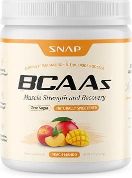 Snap Supplements - Plant Based BCAA Essential Amino Supplement with Nitric Oxide Booster| Pre Workout Powder, For Post Workout Recovery, Muscle Strength| Men & Women | Peach Mango, 30 Servings - Amazon.ae Price Tracker
