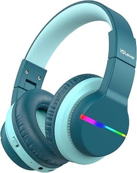 iClever BTH12 Bluetooth Children's Over-Ear Headphones with Colored LED Lights, 74/85dBA Volume Limit, 85 Hours Playtime, Bluetooth 5.2, Built-in Microphone | SafeSound Tech, Stereo Sound, USB C Charging AUX Cable Over Ear Built-in Mic, Kids Wireless Headphones for Toddler Boys Girls on Amazon.ae - Price Tracker